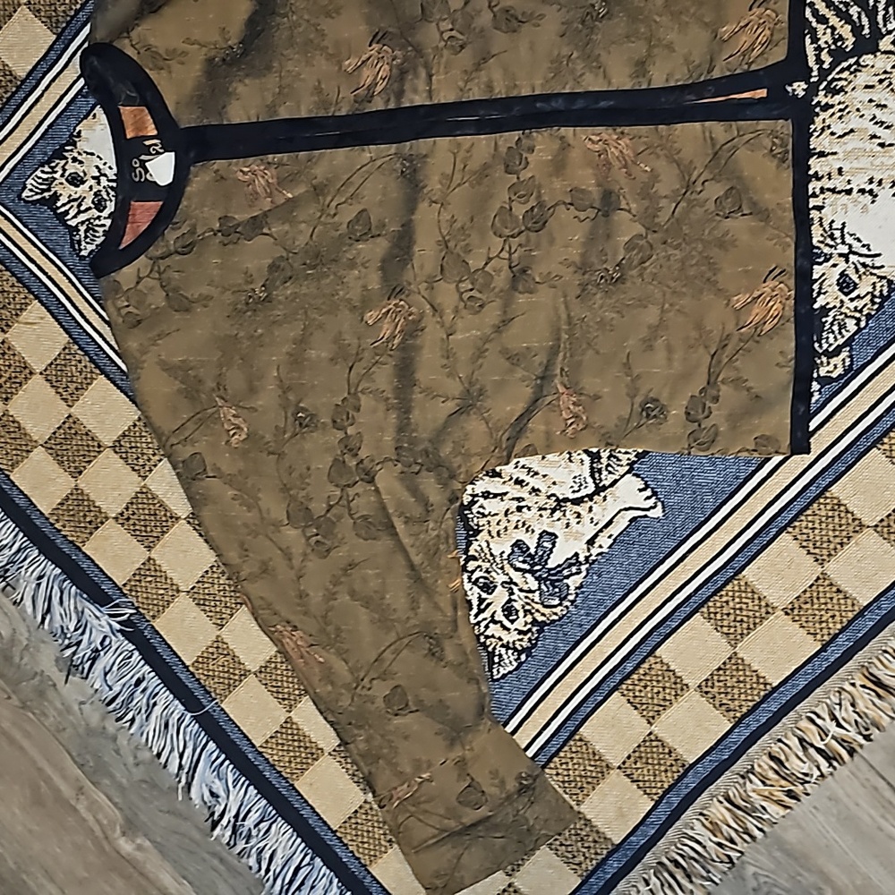 So Aida! Bird Print Jacket Open Front Vintage M/L… - image 7